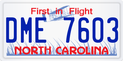NC license plate DME7603