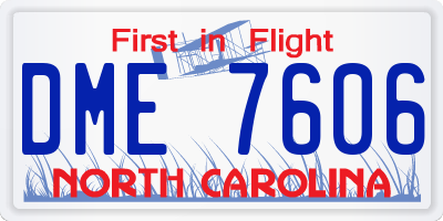 NC license plate DME7606