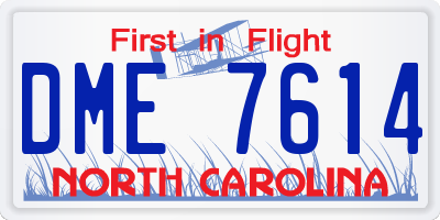NC license plate DME7614