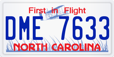 NC license plate DME7633