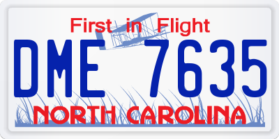 NC license plate DME7635