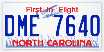 NC license plate DME7640