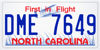 NC license plate DME7649