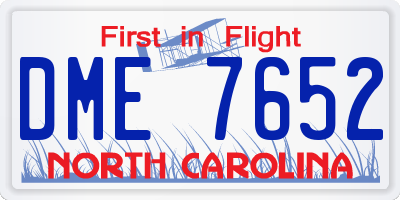 NC license plate DME7652