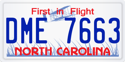 NC license plate DME7663