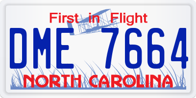 NC license plate DME7664