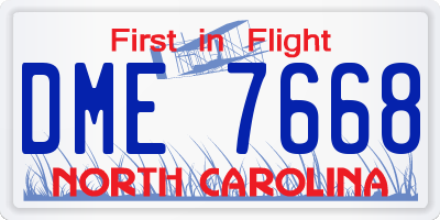 NC license plate DME7668