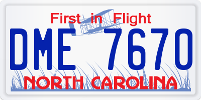 NC license plate DME7670