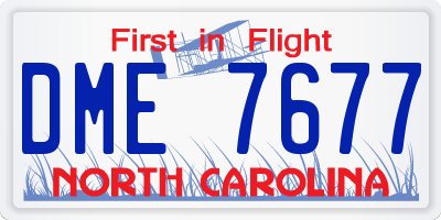 NC license plate DME7677