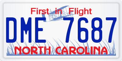 NC license plate DME7687