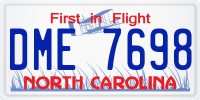 NC license plate DME7698
