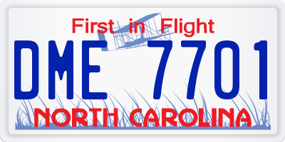 NC license plate DME7701