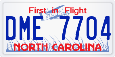 NC license plate DME7704