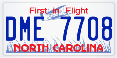 NC license plate DME7708