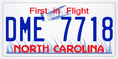 NC license plate DME7718