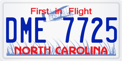 NC license plate DME7725