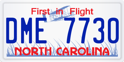 NC license plate DME7730