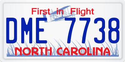 NC license plate DME7738