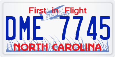 NC license plate DME7745