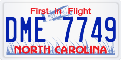 NC license plate DME7749