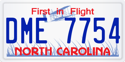 NC license plate DME7754