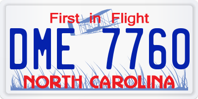 NC license plate DME7760