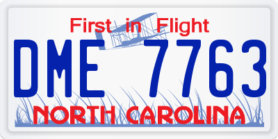 NC license plate DME7763