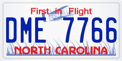 NC license plate DME7766
