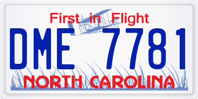 NC license plate DME7781