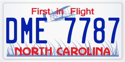NC license plate DME7787