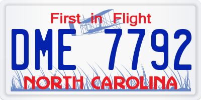NC license plate DME7792