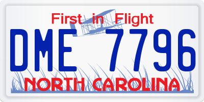 NC license plate DME7796