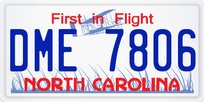 NC license plate DME7806