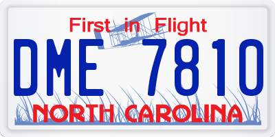 NC license plate DME7810