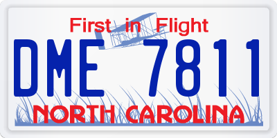 NC license plate DME7811