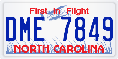 NC license plate DME7849