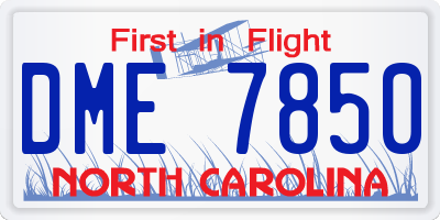 NC license plate DME7850