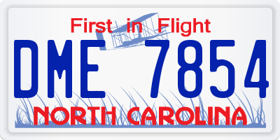NC license plate DME7854
