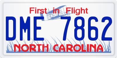 NC license plate DME7862