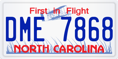 NC license plate DME7868