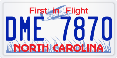 NC license plate DME7870