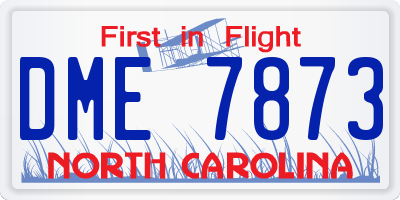 NC license plate DME7873