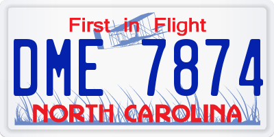 NC license plate DME7874