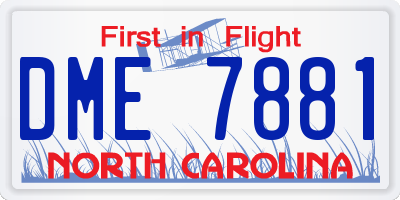 NC license plate DME7881