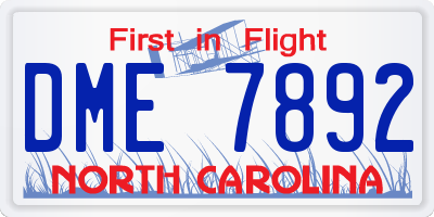 NC license plate DME7892