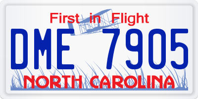 NC license plate DME7905