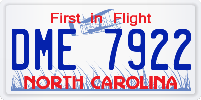 NC license plate DME7922