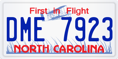 NC license plate DME7923