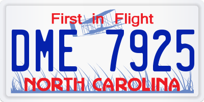 NC license plate DME7925