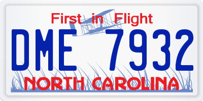 NC license plate DME7932